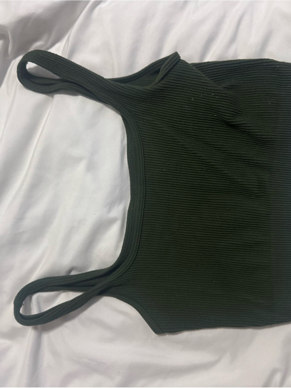 Ambiance Olive Ribbed Tank with Thin Straps